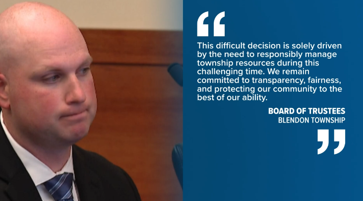 Blendon Township take Officer Charged with Murder off payroll, After Levy Failure