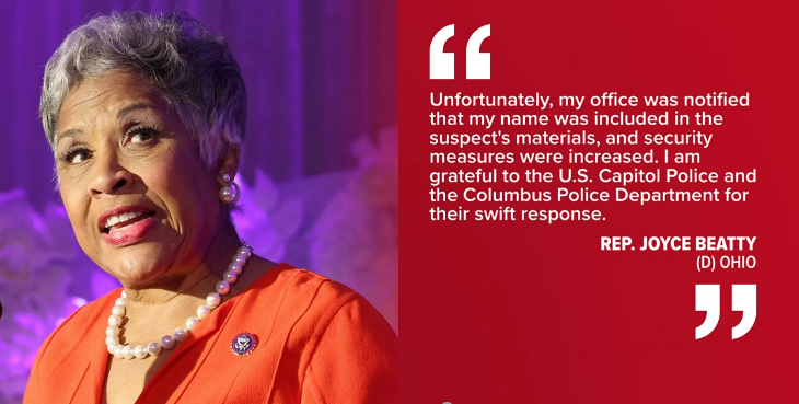 Congresswoman Joyce Beatty's confirms her name was among those targeted by Minnesota shooting suspect