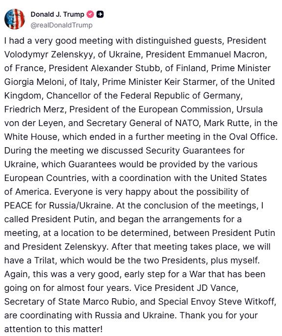 President Donald Trump Meets Ukraine President Zelenskyy at the Oval Office After Historic Alaska Talks with Putin
