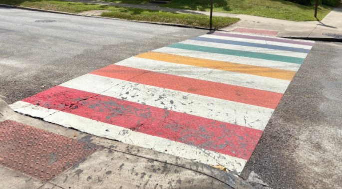 Rainbow Crosswalk Restored at East Lane and Waldeck Avenues in Columbus University District