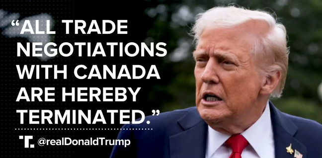 President Trump Ends Trade Talks With Canada Over Ad Campaign Featuring Reagan Tariff Warning