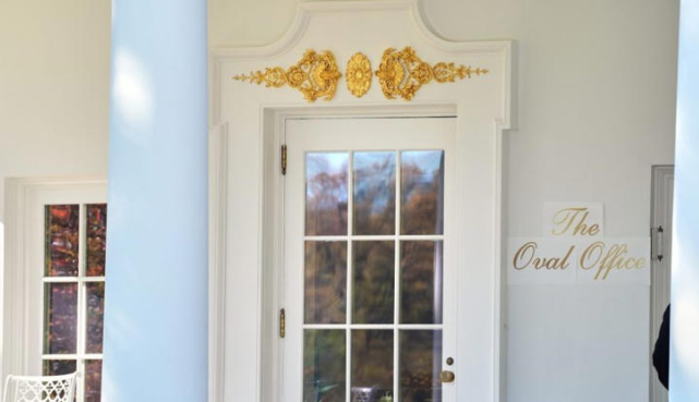 President Donald Trump Adds Gold-Script Signage Outside of Oval Office